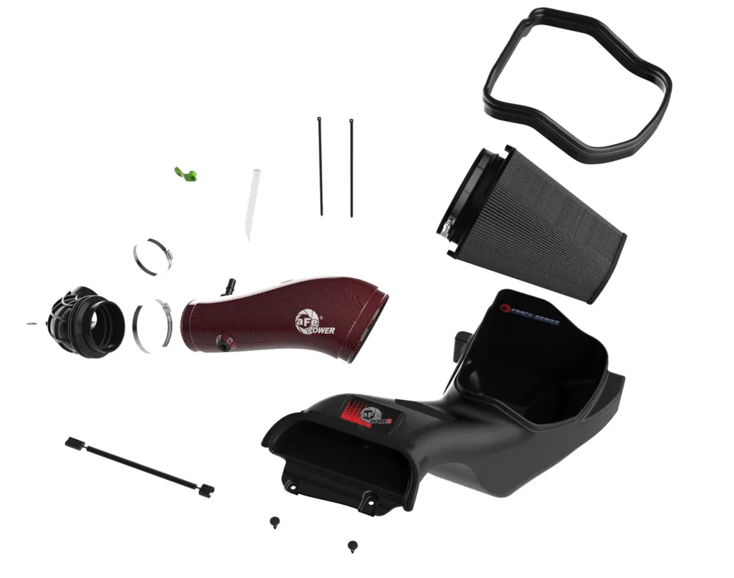 Intake de aire frío de fibra de carbono y Kevlar rojo con filtro Black Pro 5R