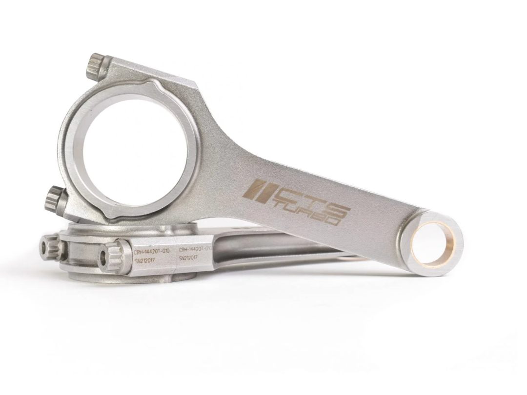 Bielas CTS Turbo VW y Audi 144×20 Perforadas con rifle cónico | Se adapta a MK5/B7 FSI 2.0T EA113 con pistones originales.
